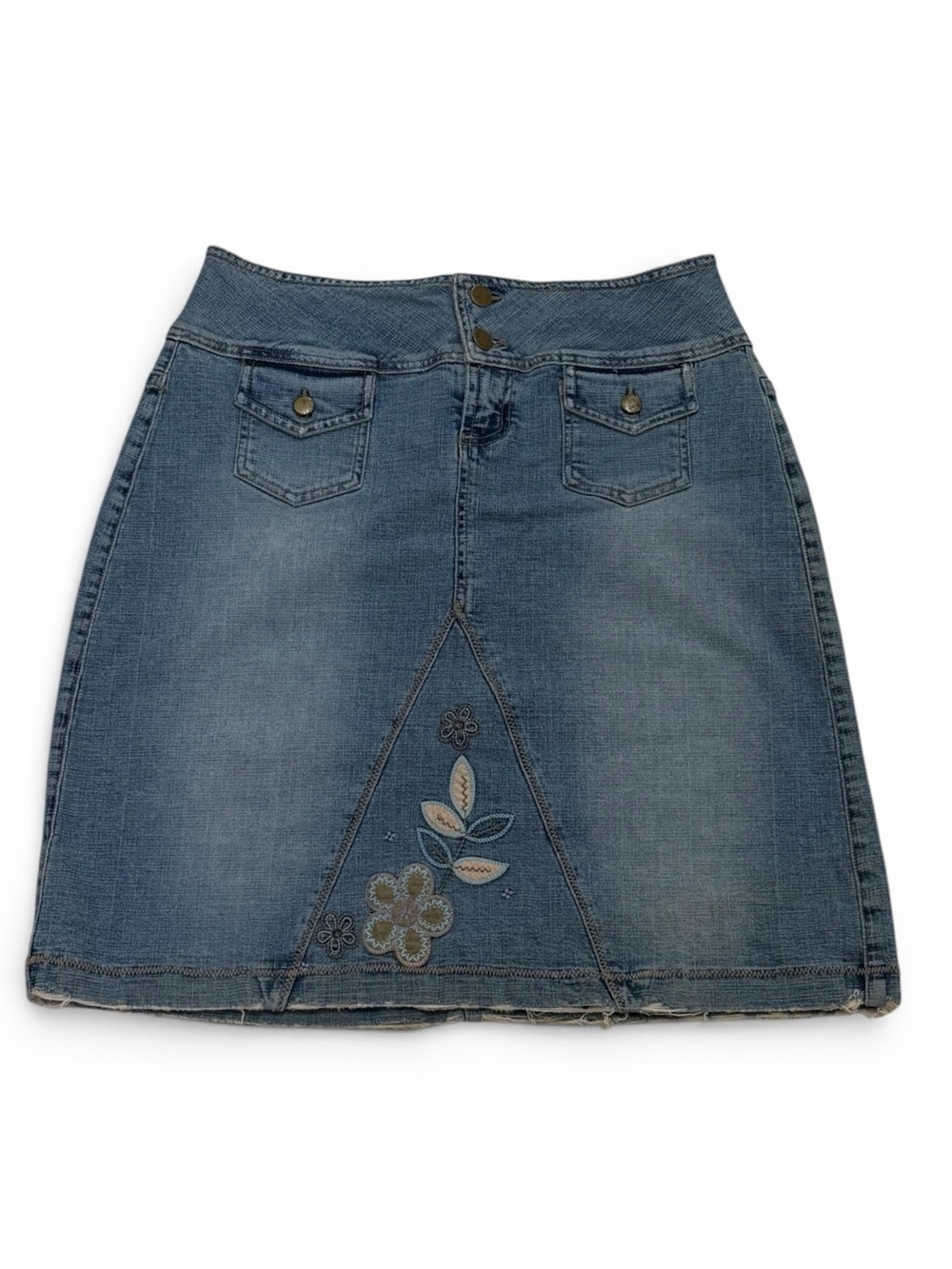 Y2K Sei Wu’s Denim Floral Embroidered Skirt